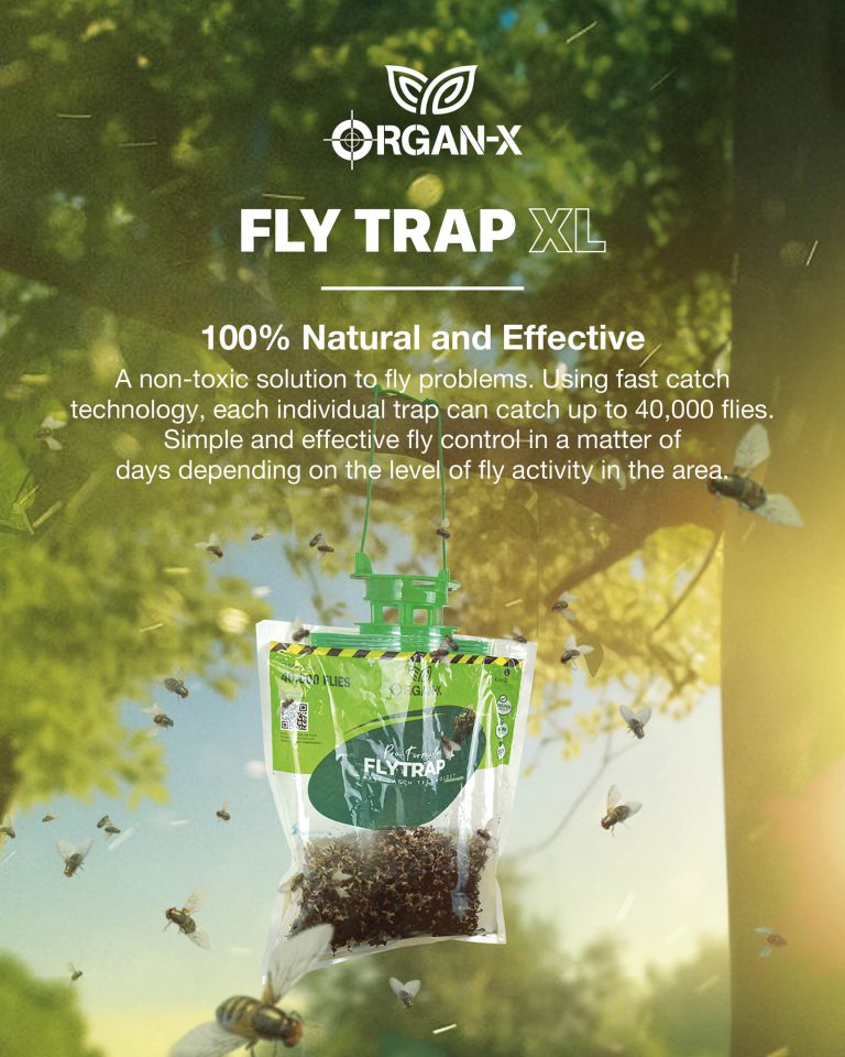 ORGAN-X FLY TRAP XL. 100% Natural and Effective A non-toxic solution to fly problems.